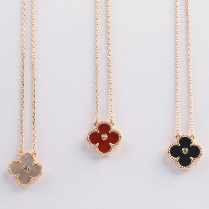 [Royal Top]CLOVER 15MM DIAMOND CARNELIAN NECKLACE