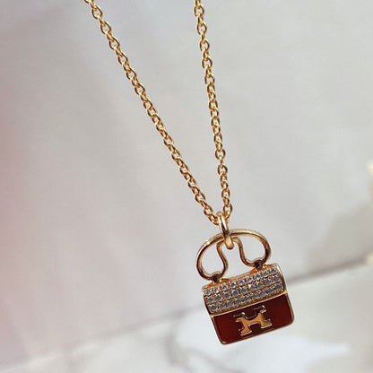 [Royal Top]CONSTANCE RED PEDANT PINK GOLD NECKLACE