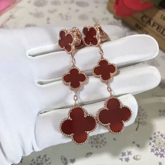 [Royal Top]CLOVER 3 MOTIF CARNELIAN DROP EARRINGS