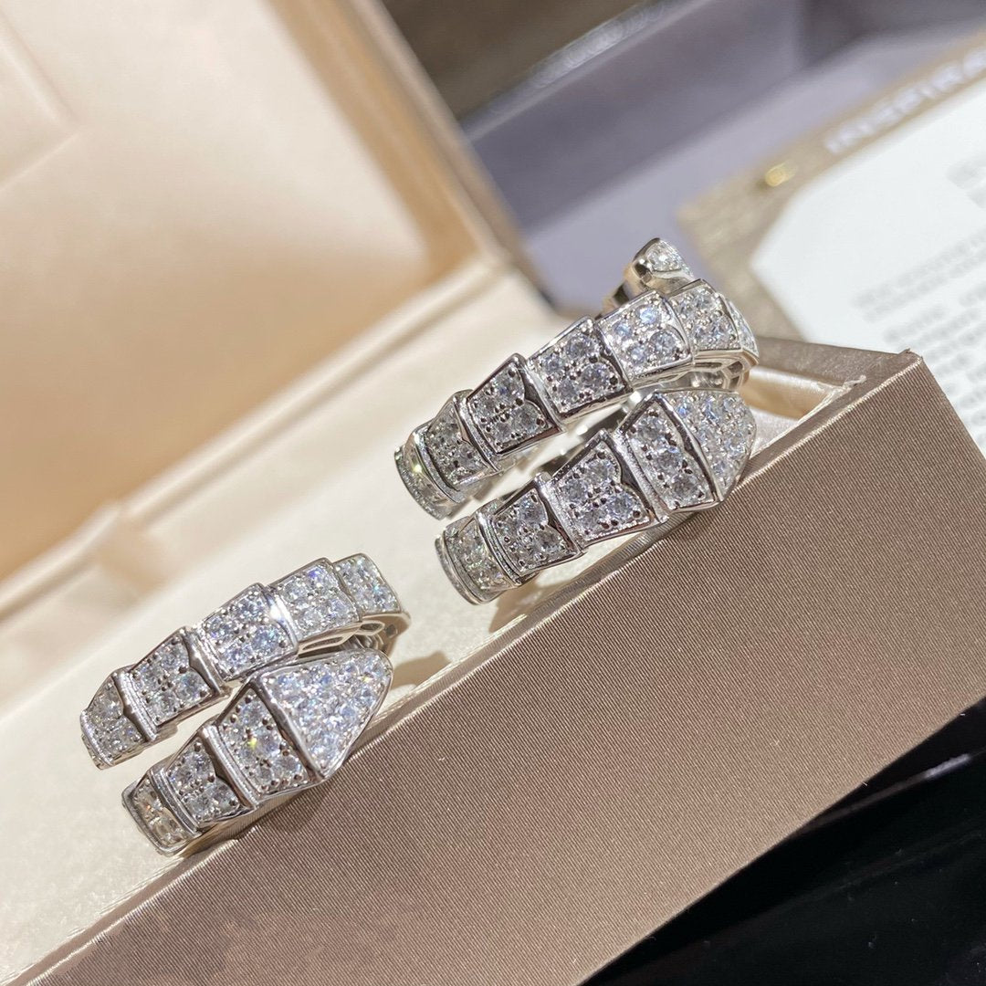 [Royal Top]SERPENTI DOUBLE RING SILVER DIAMOND PAVED
