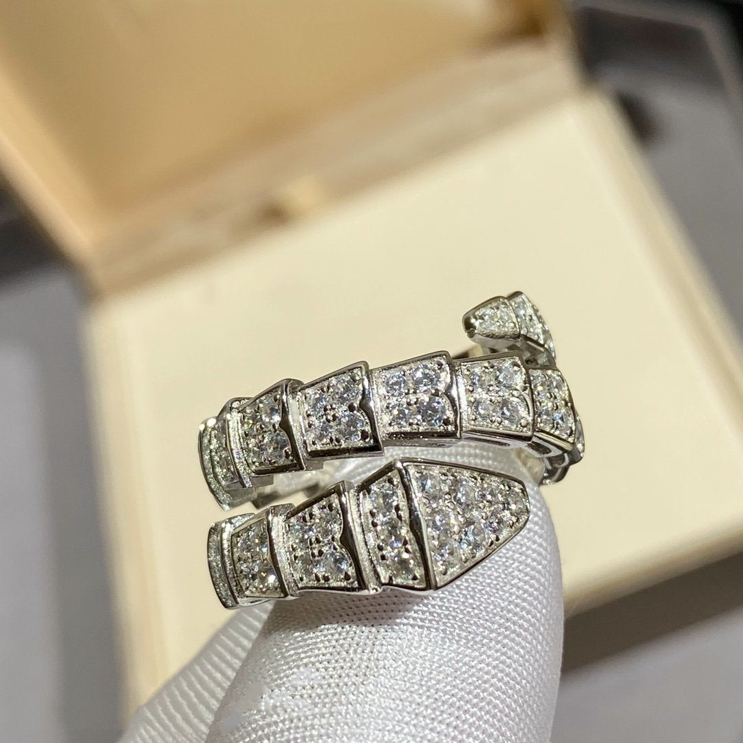 [Royal Top]SERPENTI DOUBLE RING SILVER DIAMOND PAVED