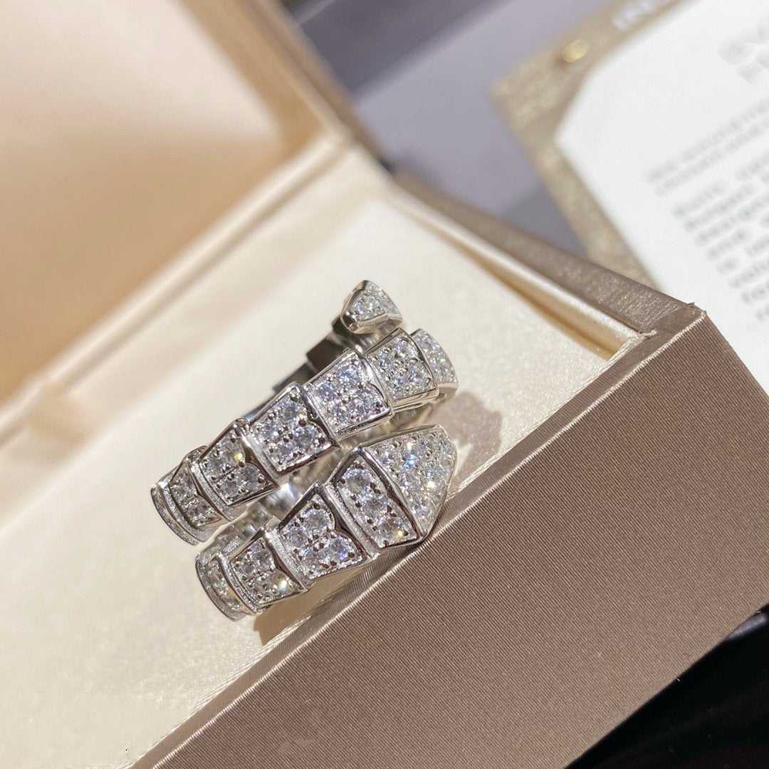 [Royal Top]SERPENTI DOUBLE RING SILVER DIAMOND PAVED