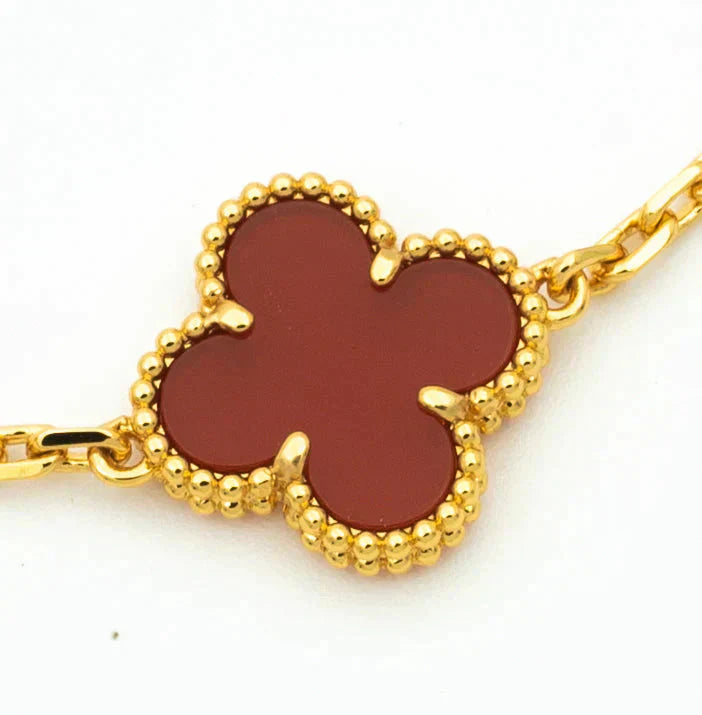 [Royal Top] CLOVER 5 MOTIF RED CORNELIAN BRACELET COLLECTION