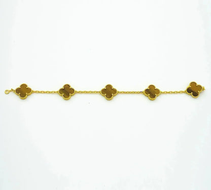 [Royal Top] CLOVER 5 MOTIFS TIGER EYE BRACELET COLLECTION