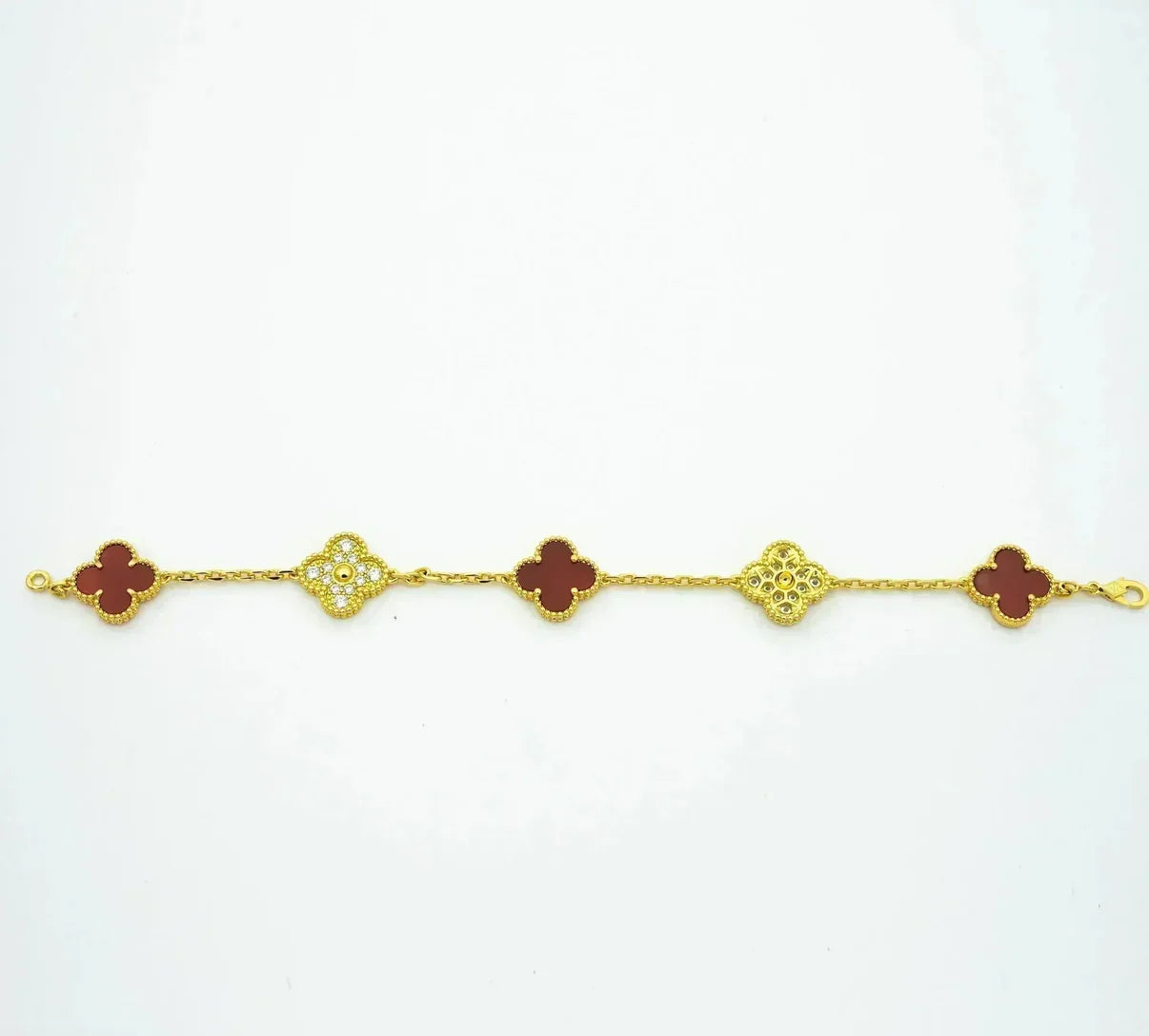 [Royal Top] CLOVER 5 MOTIF RED CORNELIAN BRACELET COLLECTION