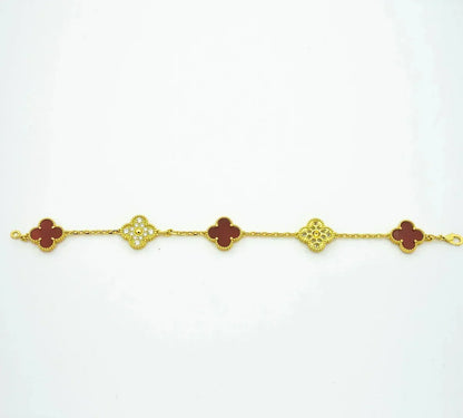 [Royal Top] CLOVER 5 MOTIF RED CORNELIAN BRACELET COLLECTION