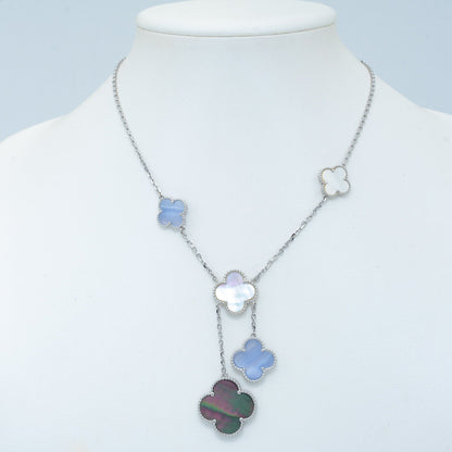 [Royal Top]CLOVER MOP CHALCEDONY NECKLACE SILVER 6 MOTIF