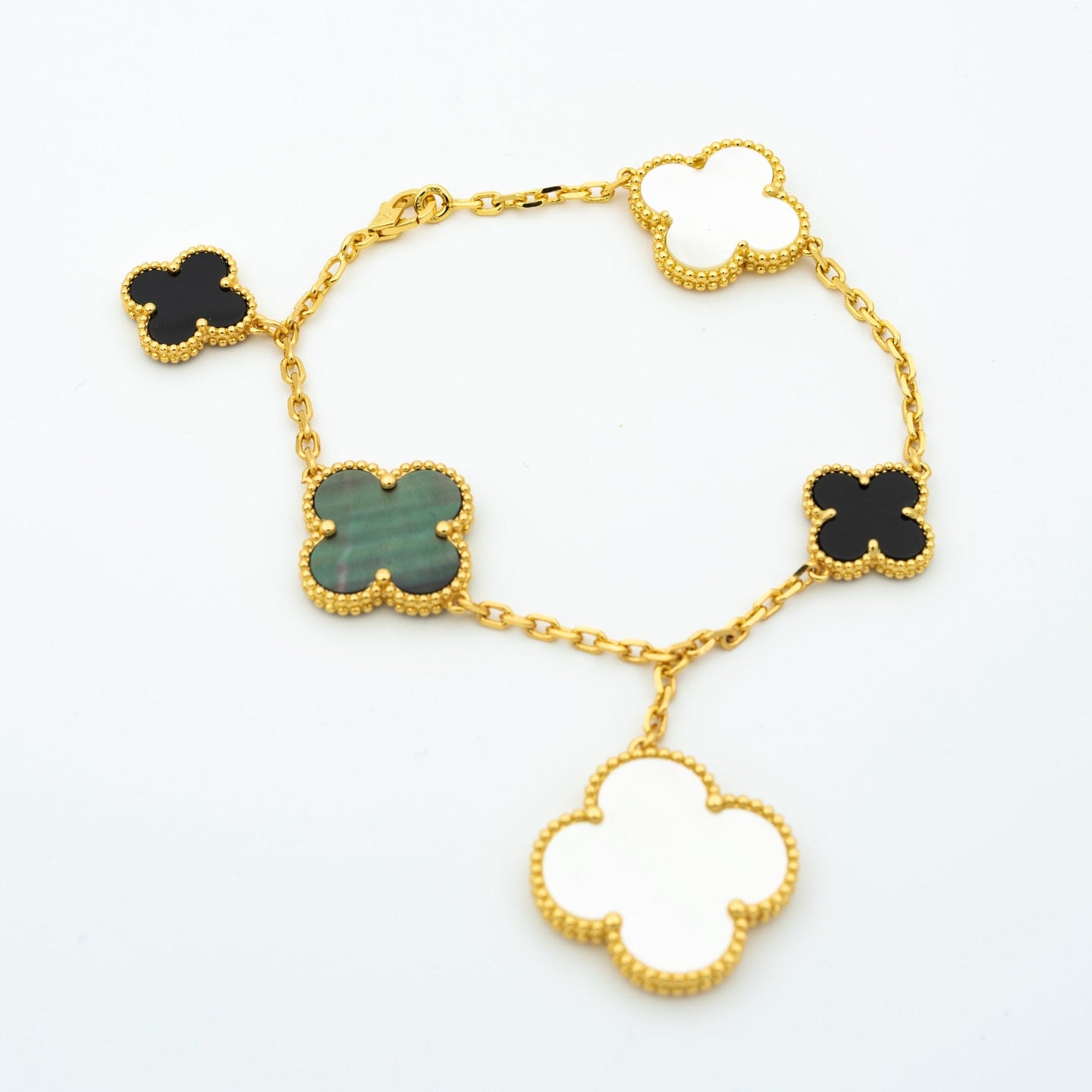 [Royal Top]CLOVER BRACELET 5 MOTIFS ONYX MOP