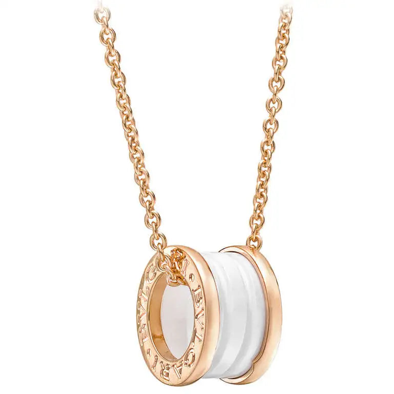 [Royal Top]ZERO 1 WHITE CERAMIC PINK GOLD DIAMOND NECKLACE