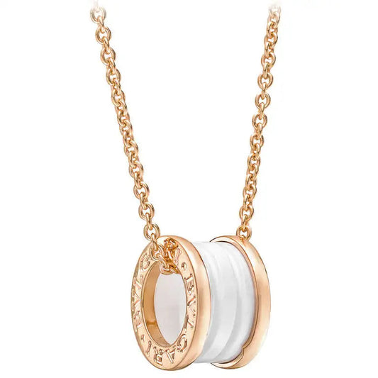[Royal Top]ZERO 1 WHITE CERAMIC PINK GOLD DIAMOND NECKLACE