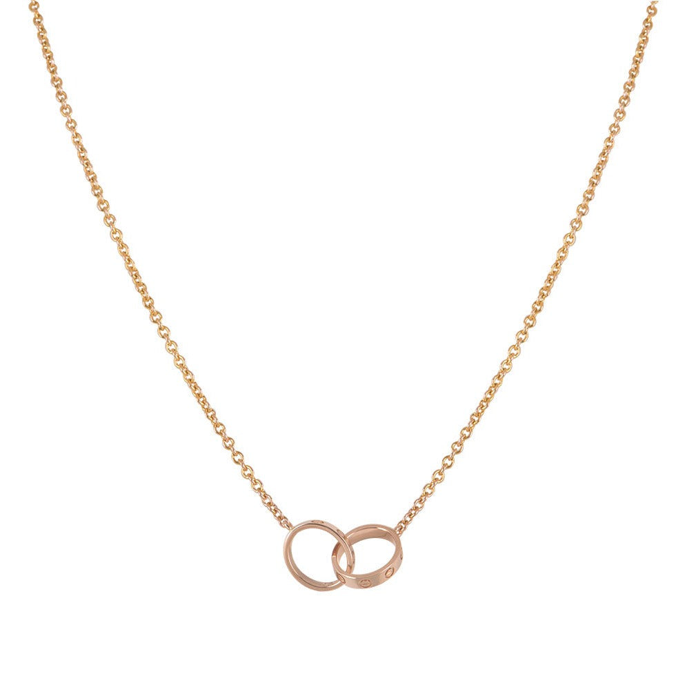 [Royal Top]LOVE NECKLACE DOUBLE RING PINK GOLD