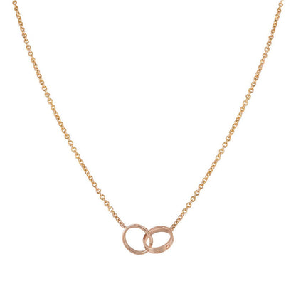 [Royal Top]LOVE NECKLACE DOUBLE RING PINK GOLD