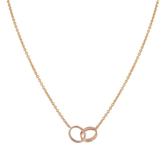 [Royal Top]LOVE NECKLACE DOUBLE RING PINK GOLD