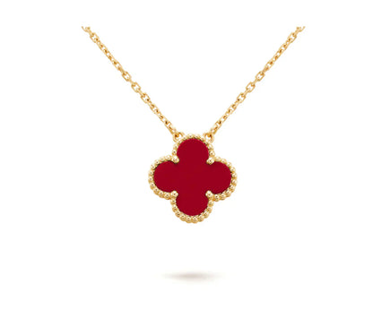 [Royal Top]CLOVER 15MM CARNELIAN SINGLE FLOWER NECKLACE