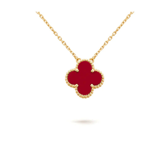 [Royal Top]CLOVER 15MM CARNELIAN SINGLE FLOWER NECKLACE