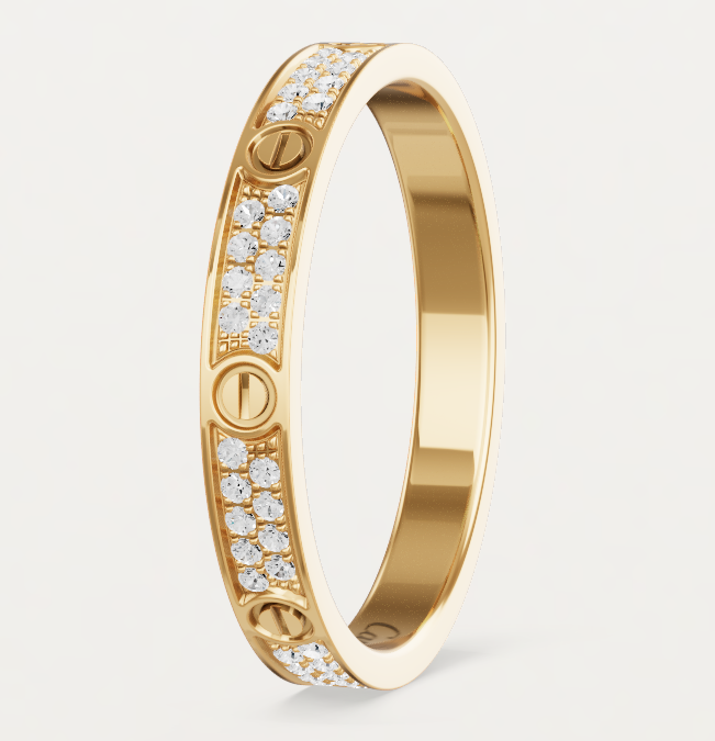 [Royal Top]LOVE RING 2.6mm-wide full-diamond ring Gold