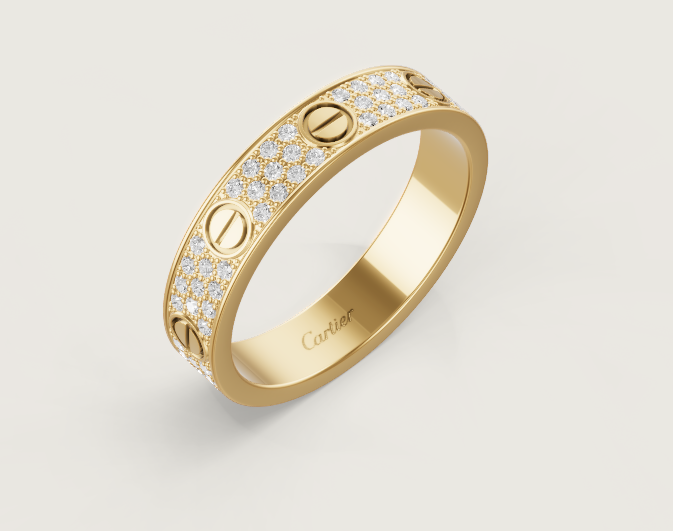 [Royal Top]LOVE RING 4mm-wide full-diamond ring GOLD