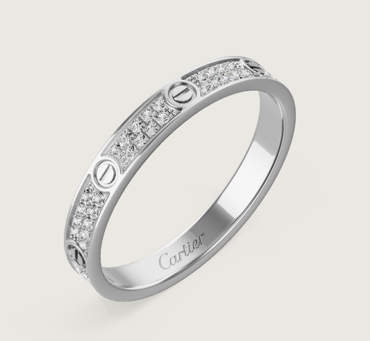 [Royal Top]LOVE RING 2.6mm-wide full-diamond ring silver