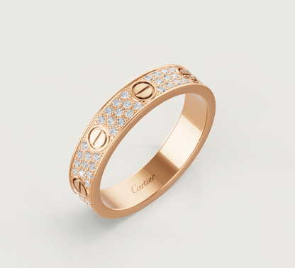 [Royal Top]LOVE RING 4mm-wide full-diamond ring Rose Gold