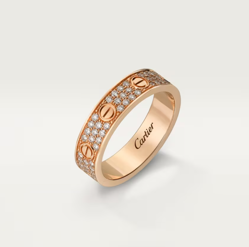 [Royal Top]LOVE RING 4mm-wide full-diamond ring Rose Gold