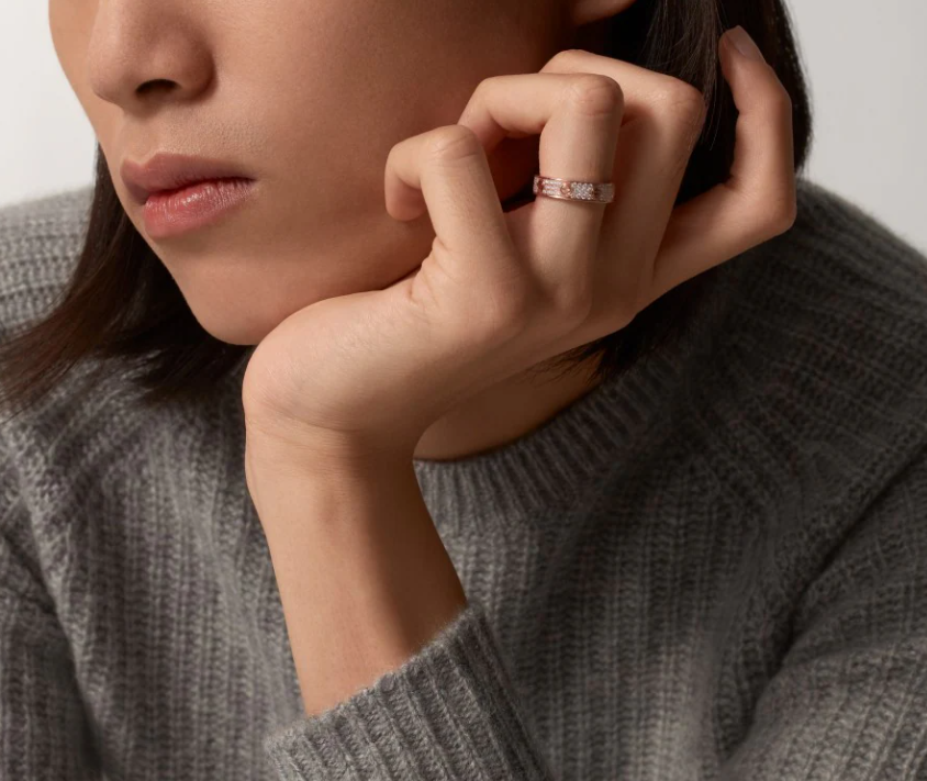 [Royal Top]LOVE RING 4mm-wide full-diamond ring Rose Gold