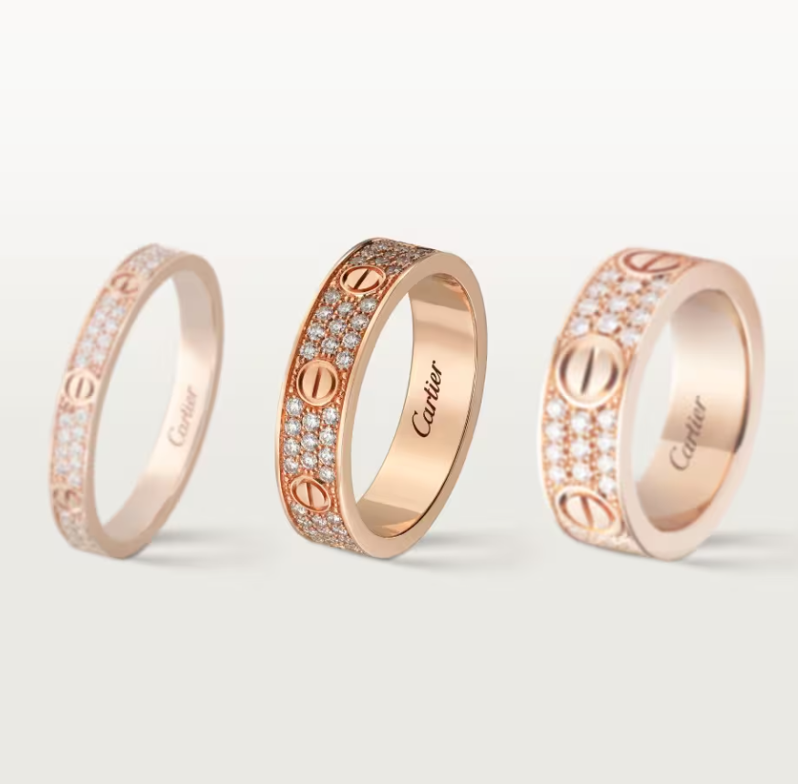 [Royal Top]LOVE RING 4mm-wide full-diamond ring Rose Gold