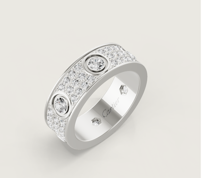 [Royal Top]LOVE RING 6.5MM Full Diamond, 6 Major Diamonds Silver