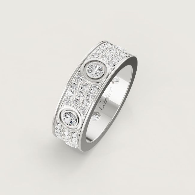 [Royal Top]LOVE RING 6.5MM Full Diamond, 6 Major Diamonds Silver