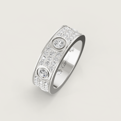 [Royal Top]LOVE RING 6.5MM Full Diamond, 6 Major Diamonds Silver