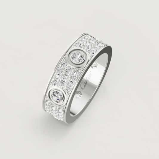 [Royal Top]LOVE RING 6.5MM Full Diamond, 6 Major Diamonds Silver