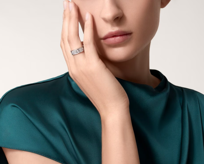 [Royal Top]LOVE RING 6.5MM Full Diamond, 6 Major Diamonds Silver
