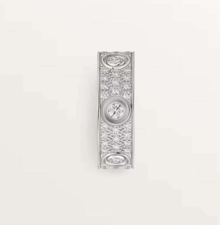[Royal Top]LOVE RING 6.5MM Full Diamond, 6 Major Diamonds Silver