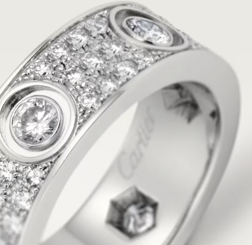 [Royal Top]LOVE RING 6.5MM Full Diamond, 6 Major Diamonds Silver