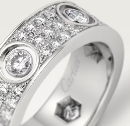 [Royal Top]LOVE RING 6.5MM Full Diamond, 6 Major Diamonds Silver