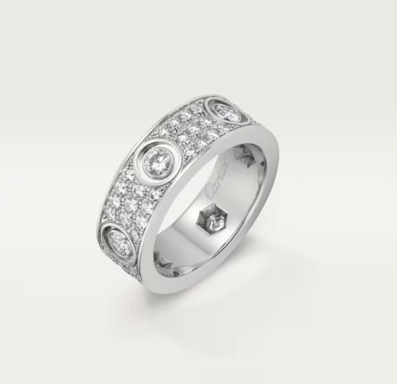 [Royal Top]LOVE RING 6.5MM Full Diamond, 6 Major Diamonds Silver