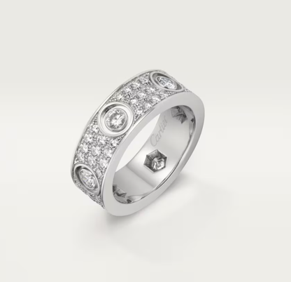 [Royal Top]LOVE RING 6.5MM Full Diamond, 6 Major Diamonds Silver