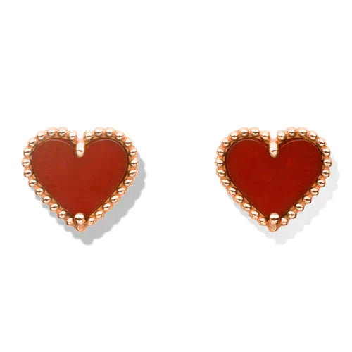 [Royal Top]HEART CARNELIAN STUD EARRINGS