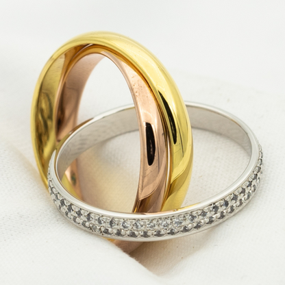 [Royal Top Jewelry]TRINITY RING GOLD PINK GOLD SILVER DIAMONDS