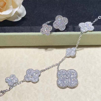 [Royal Top]CLOVER 6 MOTIFS SILVER DIAMOND BRACELET