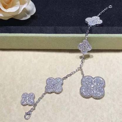[Royal Top]CLOVER 6 MOTIFS SILVER DIAMOND BRACELET
