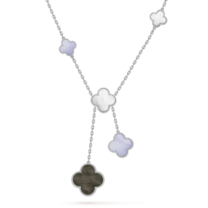 [Royal Top]CLOVER MOP CHALCEDONY NECKLACE SILVER 6 MOTIF