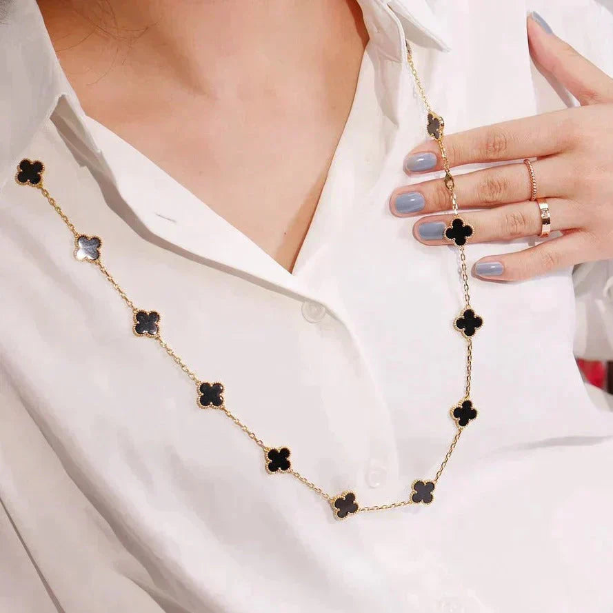 [Royal Top]CLOVER 20 MOTIFS ONYX NECKLACE