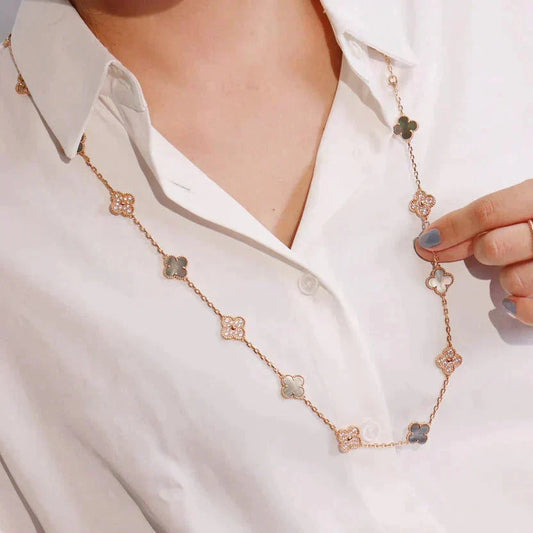 [Royal Top]CLOVER 20 MOTIFS DARK MOP DIAMOND  NECKLACE