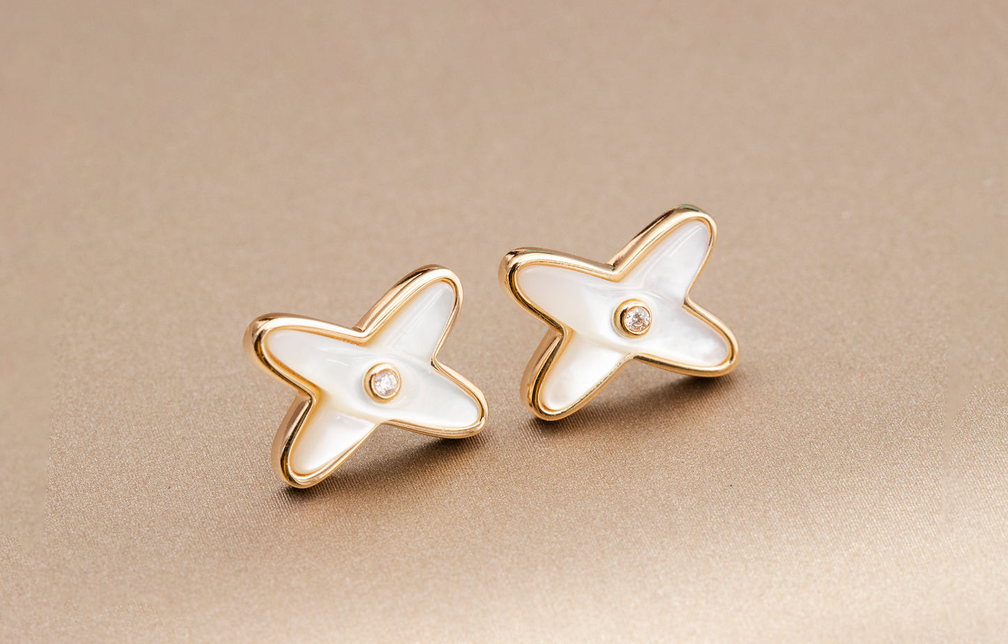 [Royal Top]JEUX DE WHITE MOP ROSE GOLD DIAMOND EARRINGS