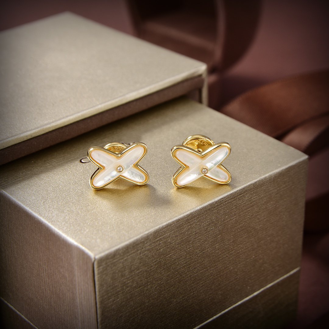 [Royal Top]JEUX DE WHITE MOP GOLD DIAMOND EARRINGS
