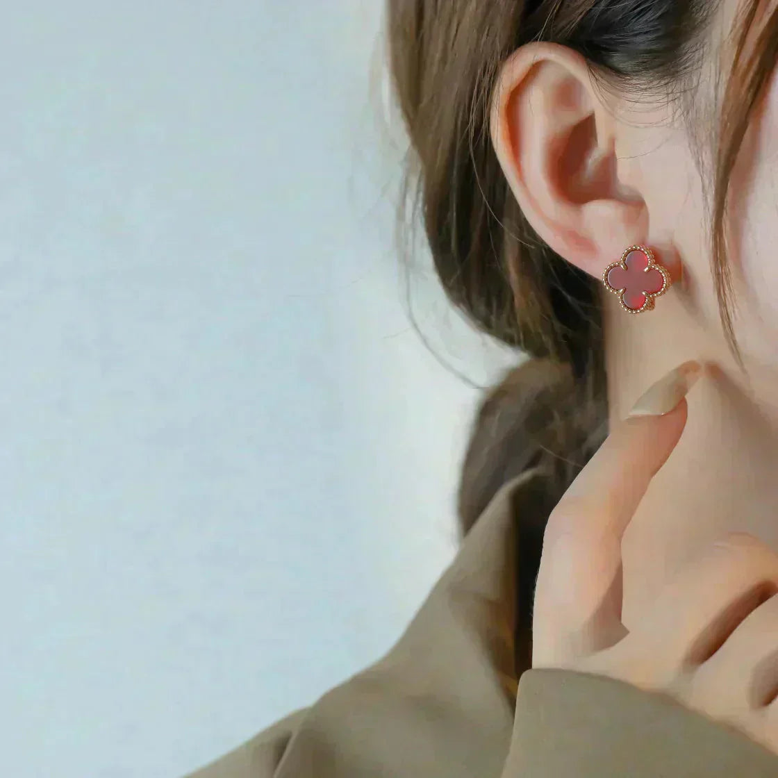 [Royal Top]CLOVER MEDIUM 1 MOTIFS CARNELIAN  EARRINGS