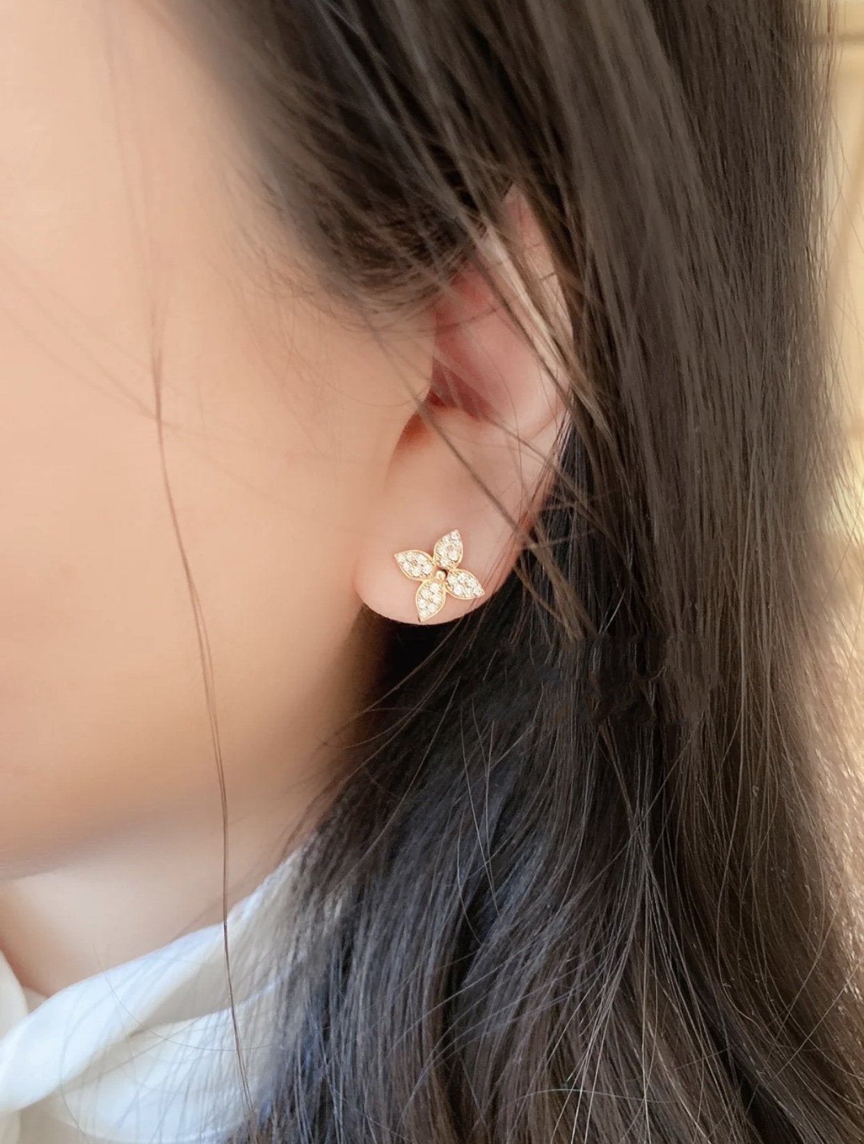 [Royal Top]STAR BLOSSOM STUD EARRINGS PINK GOLD DIAMONDS