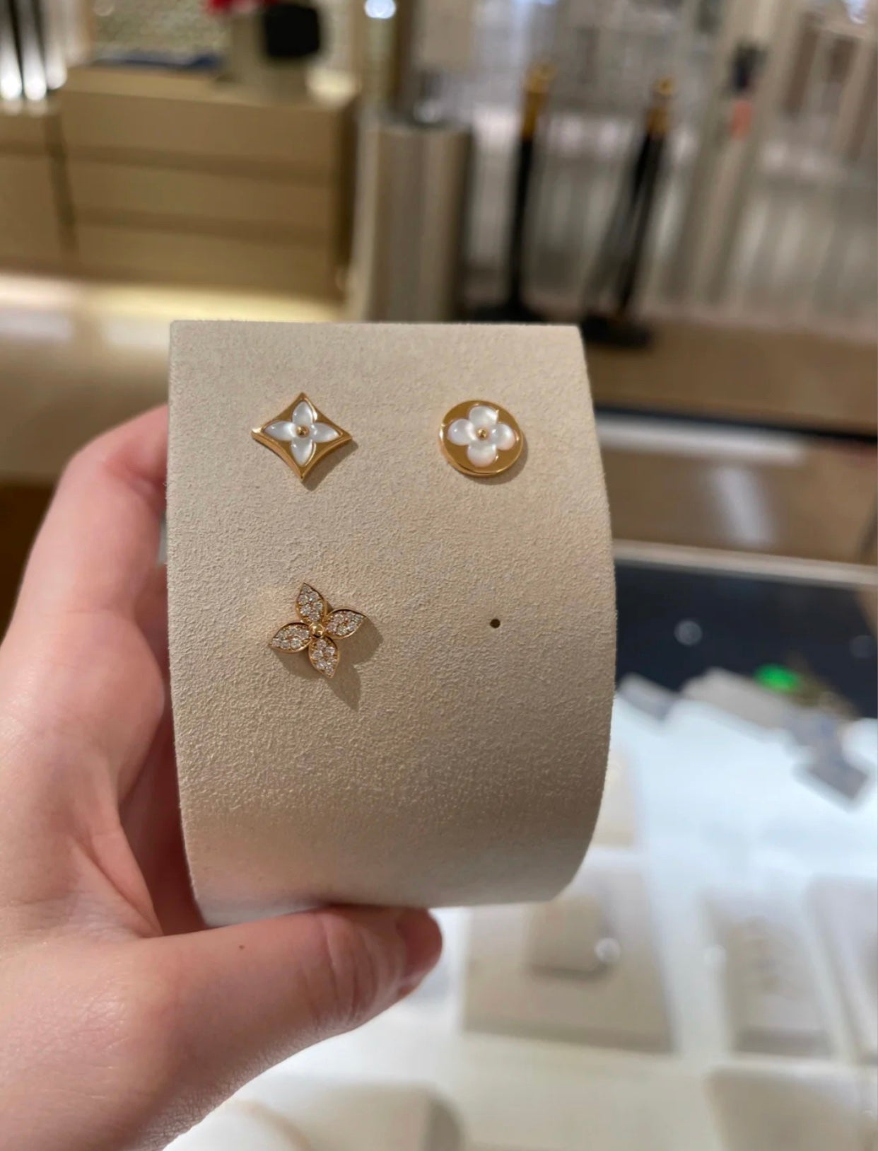 [Royal Top]STAR BLOSSOM STUD EARRINGS PINK GOLD DIAMONDS