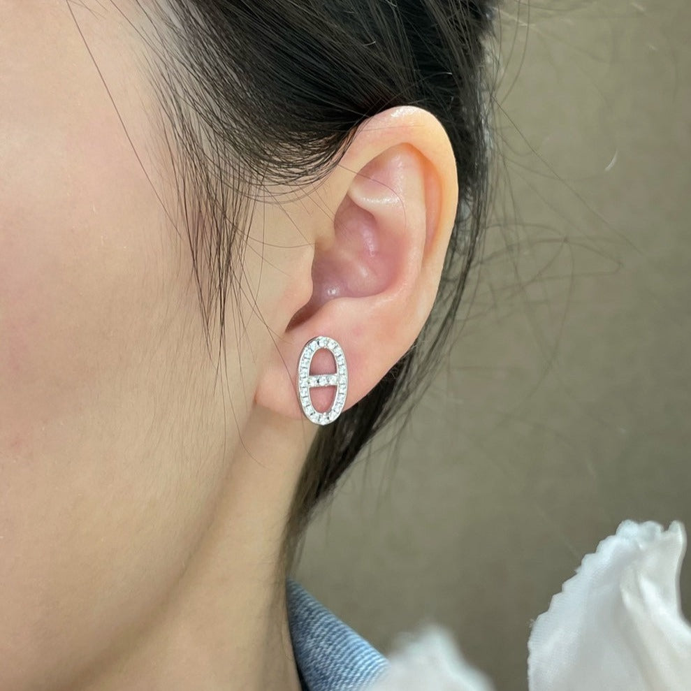 [Royal Top]HM FULL DIAMOND PIG NOSE STUD EARRINGS