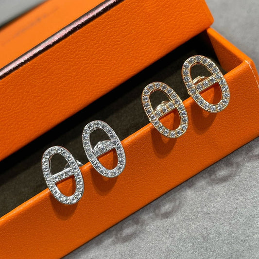 [Royal Top]HM FULL DIAMOND PIG NOSE STUD EARRINGS